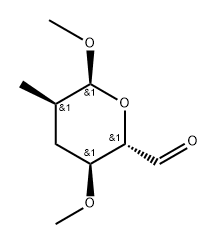 Methyl 2,3-dideoxy-2-methyl-4-O-methyl-a-D-ribo-hexodialdo-1,5-pyranoside Structure