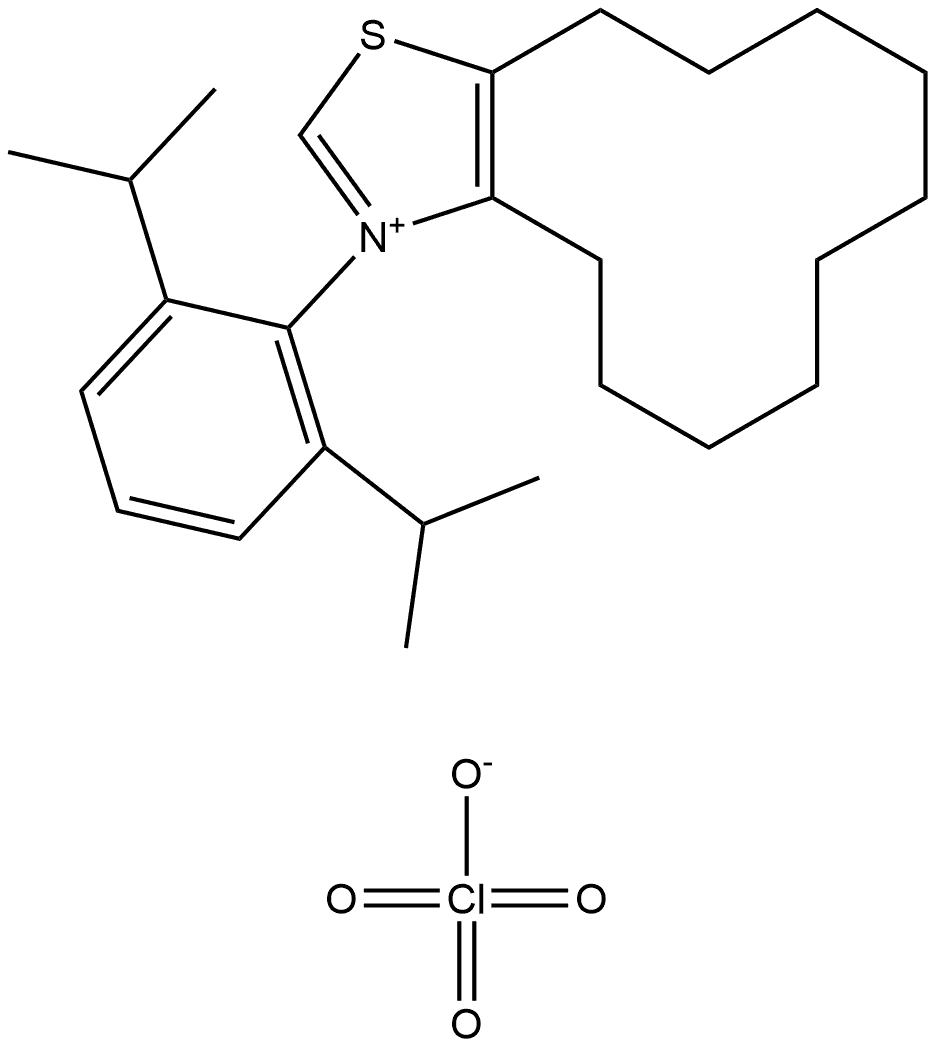 3-[2,6-bis(1-methylethyl)phenyl]-4,5,6,7,8,9,10,11,12,13-decahydro-Cyclododecathiazolium perchlorate (1:1) Structure