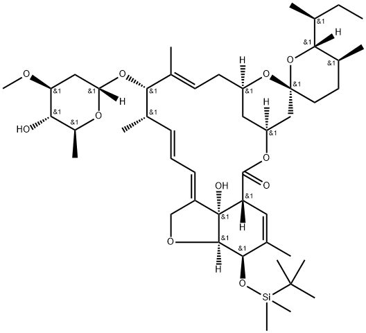 Avermectin A1a, 4'-O-de(2,6-dideoxy-3-O-methyl-α-L-arabino-hexopyranosyl)-5-O-demethyl-5-O-[(1,1-dimethylethyl)dimethylsilyl]-22,23-dihydro- Structure