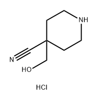 4-Piperidinecarbonitrile, 4-(hydroxymethyl)-, hydrochloride (1:1) 구조식 이미지