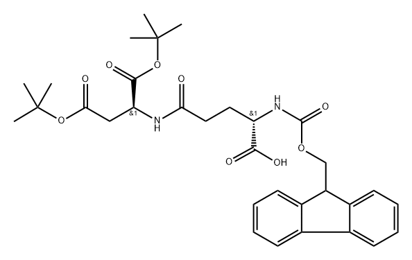 L-?Aspartic acid, N-?[(9H-?fluoren-?9-?ylmethoxy)?carbonyl]?-?L-?γ-?glutamyl-?, 21,?24-?bis(1,?1-?dimethylethyl) ester Structure