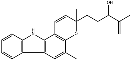 Pyrano[3,2-a]carbazole-3-propanol, 3,11-dihydro-3,5-dimethyl-α-(1-methylethenyl)- (9CI) Structure