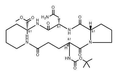 butyloxycarbonyl-cyclo(glutamyl-prolyl-asparaginyl-lysyl) methyl ester Structure