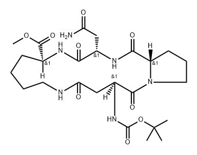 butyloxycarbonyl-cyclo(aspartyl-prolyl-asparaginyl-lysyl) methyl ester Structure