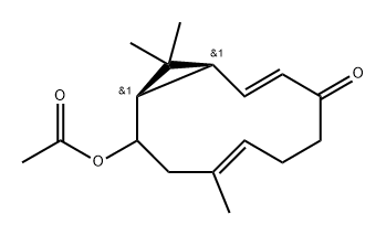 (1R,4E,9E,11S)-4,12,12-trimethyl-8-oxobicyclo[9.1.0]dodeca-4,9-dien-2-yl acetate Structure