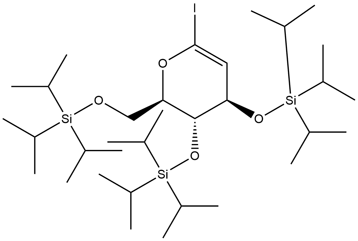 D-arabino-Hex-1-enopyranosyl iodide, 2-deoxy-3,4,6-tris-O-[tris(1-methylethyl)silyl]- Structure