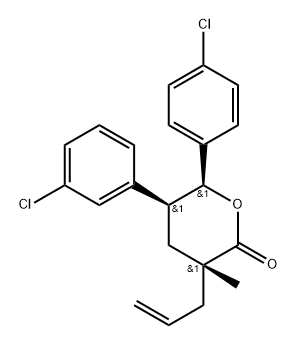 (3R,5S,6S)-3-Allyl-5-(3-chlorophenyl)-6-(4-chlorophenyl)-3-methyltetrahydro-2H-pyran-2-one 구조식 이미지