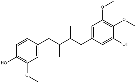 Phenol, 5-[4-(4-hydroxy-3-methoxyphenyl)-2,3-dimethylbutyl]-2,3-dimethoxy-, (-)- Structure