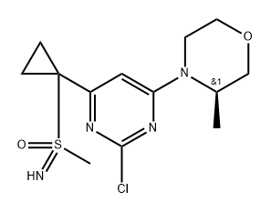 (R)-(1-(2-chloro-6-((R)-3-methylmorpholino)pyrimidin-4-yl)cyclopropyl)(imino)(methyl)-l6-sulfanone Structure