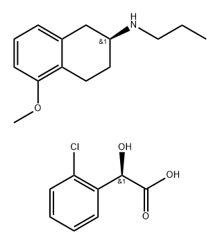 (S)-5-methoxy-N-propyl-1,2,3,4-tetrahydronaphthalen-2-amine (R)-2-(2-chlorophenyl)-2-hydroxyacetate 구조식 이미지