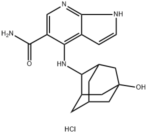 1H-Pyrrolo[2,3-b]pyridine-5-carboxamide, 4-[(5-hydroxytricyclo[3.3.1.13,7]dec-2-yl)amino]-, hydrochloride (1:1), stereoisomer Structure