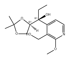 (S)-1-((R)-2,2-dimethyl-1,3-dioxolan-4-yl)-1-(3-(hydroxymethyl)-2-methoxypyridin-4-yl)propan-1-ol 구조식 이미지