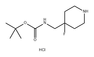 Carbamic acid, N-[(4-fluoro-4-piperidinyl)methyl]-, 1,1-dimethylethyl ester, hydrochloride (1:1) Structure