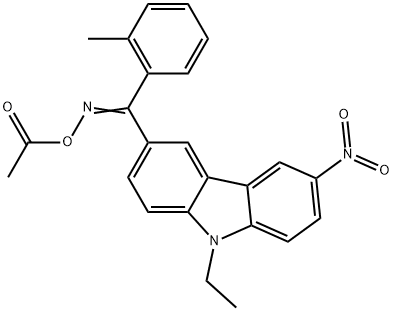 (9-ethyl-6-nitro-9H-carbazol-3-yl)(2-methylphenyl)-methanone O-ethanoyl oxime Structure