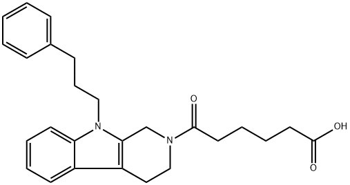 6-Oxo-6-[9-(3-phenyl-propyl)-1,3,4,9-tetrahydro-b-carbolin-2-yl]-hexanoic acid 구조식 이미지