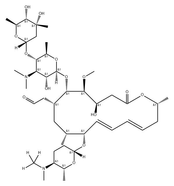 Leucomycin V, 9-O-[(2R,5S,6R)-tetrahydro-6-methyl-5-[methyl(methyl-d3)amino]-2H-pyran-2-yl]- Structure