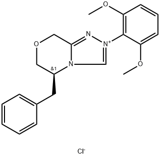 8H-1,2,4-Triazolo[3,4-c][1,4]oxazinium, 2-(2,6-dimethoxyphenyl)-5,6-dihydro-5-(phenylmethyl)-, chloride (1:1), (5S)- Structure