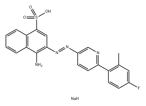 1-Naphthalenesulfonic acid, 4-amino-3-[2-[6-(4-fluoro-2-methylphenyl)-3-pyridinyl]diazenyl]-, sodium salt (1:1) 구조식 이미지