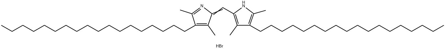 1H-Pyrrole, 2-[(3,5-dimethyl-4-octadecyl-2H-pyrrol-2-ylidene)methyl]-3,5-dimethyl-4-octadecyl-, hydrobromide (1:1) 구조식 이미지