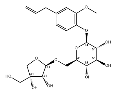 Eugenyl O-β-apiofuranosyl-(1''→6')-O-β-glucopyranoside 구조식 이미지