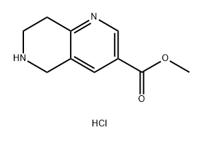 1,6-Naphthyridine-3-carboxylic acid, 5,6,7,8-tetrahydro-, methyl ester, hydrochloride (1:1) 구조식 이미지