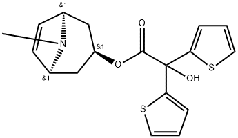 rel-(1R,3S,5S)-8-Methyl-8-azabicyclo[3,2,1]oct-6-en-yl-2-hydroxy-2,2-dithiophen-2-yl acetate 구조식 이미지