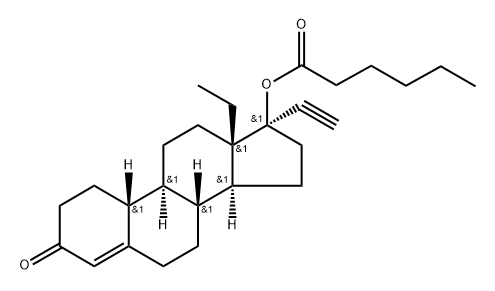 18,19-Dinorpregn-4-en-20-yn-3-one, 13-ethyl-17-[(1-oxohexyl)oxy]-, (17α)- (9CI) Structure