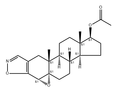 Androst-2-eno[2,3-d]isoxazol-17-ol, 4,5-epoxy-, acetate (ester), (4α,5α,17β)- (9CI) Structure