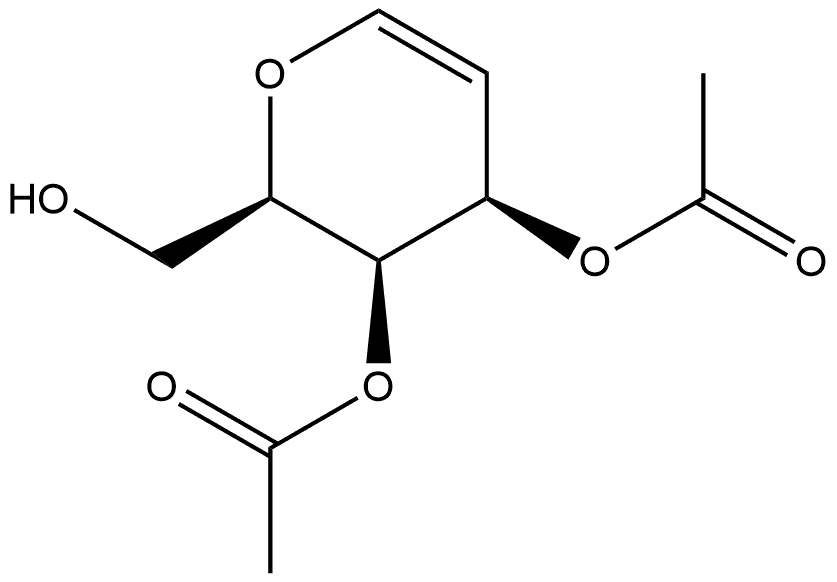 D-arabino-Hex-5-enitol, 2,6-anhydro-5-deoxy-, 3,4-diacetate Structure