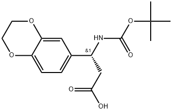 (R)-3-((tert-butoxycarbonyl)amino)-3-(2,3-dihydrobenzo[b][1,4]dioxin-6-yl)propanoicacid Structure