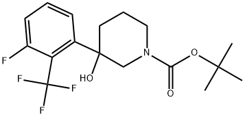 1,1-Dimethylethyl 3-[3-fluoro-2-(trifluoromethyl)phenyl]-3-hydroxy-1-piperidi... Structure