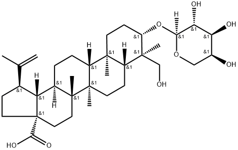 Lup-20(29)-en-28-oic acid, 3-(α-L-arabinopyranosyloxy)-23-hydroxy-, (3β,4α)- Structure