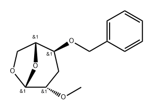 .beta.-D-arabino-Hexopyranose, 1,6-anhydro-3-deoxy-2-O-methyl-4-O-(phenylmethyl)- Structure