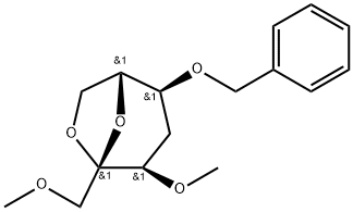 .beta.-D-ribo-2-Heptulopyranose, 2,7-anhydro-4-deoxy-1,3-di-O-methyl-5-O-(phenylmethyl)- 구조식 이미지