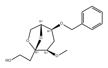 .beta.-D-ribo-3-Octulopyranose, 3,8-anhydro-2,5-dideoxy-4-O-methyl-6-O-(phenylmethyl)- Structure