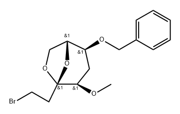 .beta.-D-ribo-3-Octulopyranose, 3,8-anhydro-1-bromo-1,2,5-trideoxy-4-O-methyl-6-O-(phenylmethyl)- Structure