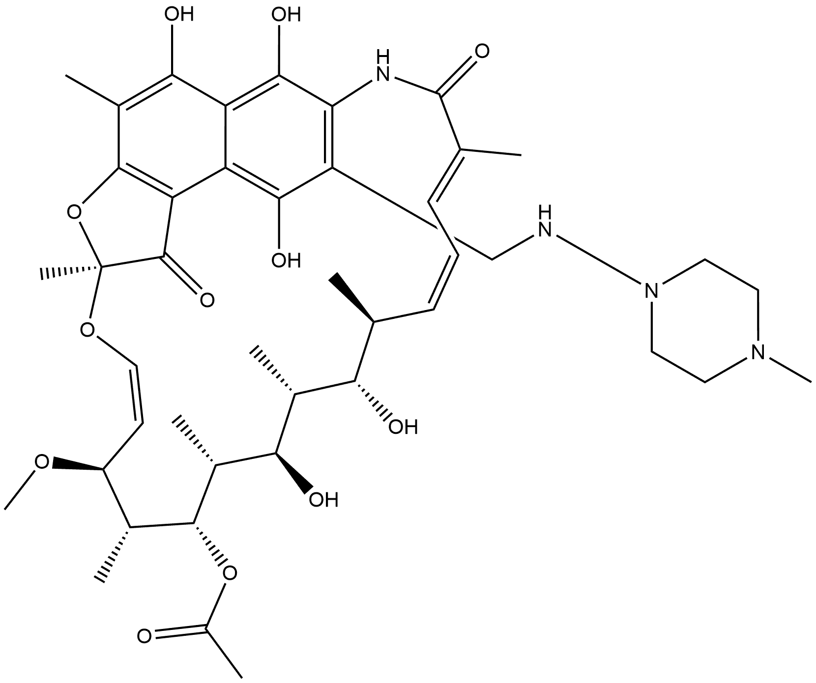 Rifamycin, 3-[[(4-methyl-1-piperazinyl)amino]methyl]- Structure