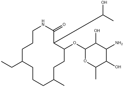 Azacyclotetradecan-2-one, 4-[(3-amino-3,6-dideoxy-α-L-talopyranosyl)oxy]-11-ethyl-3-(1-hydroxyethyl)-7-methyl- (9CI) 구조식 이미지
