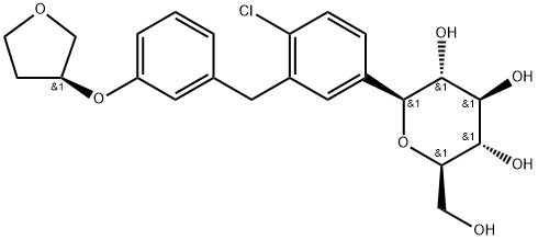 D-Glucitol, 1,5-anhydro-1-C-[4-chloro-3-[[3-[[(3S)-tetrahydro-3-furanyl]oxy]phenyl]methyl]phenyl]-, (1S)- Structure