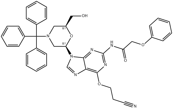 N-{6-(2-Cyanoethoxy)-9-[(2R,6S)-6-(hydroxymethyl)-4-tritylmorpholine-2-yl]-9H-purine-2-yl}-2-phenoxyacetamide Structure