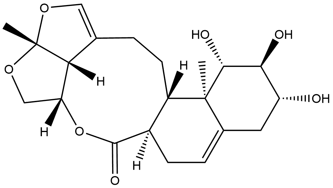 6H-2,3,5-Trioxapentaleno[1',6':5,6,7]cyclonona[1,2-a]naphthalen-6-one, 2a,4,4a,6a,7,9,10,11,12,12a,12b,13,14,14b-tetradecahydro-10,11,12-trihydroxy-2a,12a-dimethyl-, (2aR,4aS,6aR,10R,11S,12S,12aR,12bS,14bR)- Structure