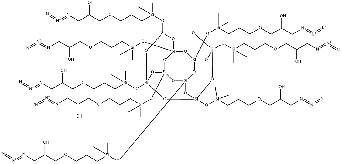 2-Propanol, 1,1',1'',1''',1'''',1''''',1'''''',1'''''''-[pentacyclo[9.5.1.13,9.15,15.17,13]octasiloxane-1,3,5,7,9,11,13,15-octayloctakis[oxy(dimethylsilylene)-3,1-propanediyloxy]]octakis[3-azido- Structure