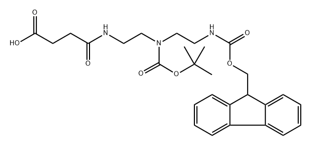 7-(tert-butoxycarbonyl)-1-(9H-fluoren-9-yl)-3,11-dioxo-2-oxa-4,7,10-triazatetradecan-14-oicacid Structure