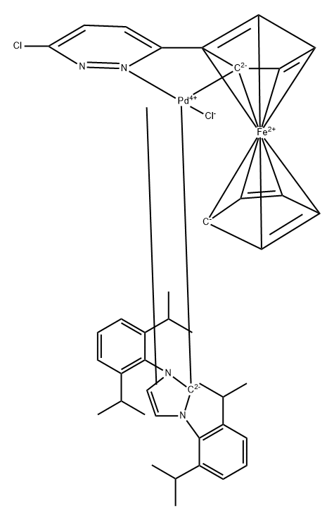 Palladium, [1,3-bis[2,6-bis(1-methylethyl)phenyl]-1,3-dihydro-2H-imidazol-2-ylidene]chloro[2-(6-chloro-3-pyridazinyl-κN2)ferrocenyl-κC]-, (SP-4-3)- Structure