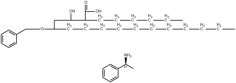 (2S,3S,5R)-2-hexyl-3-hydroxy-5-(phenylmethoxy)-Hexadecanoic acid compd. with (S)-α-methylbenzenemethanamine (1:1) Structure