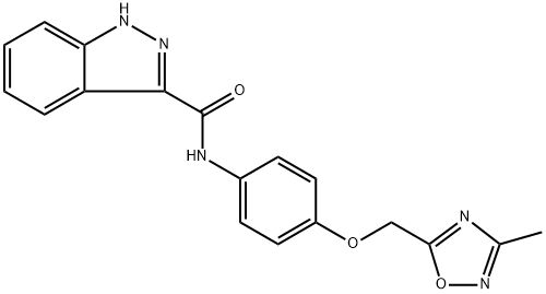 N-(4-((3-methyl-1,2,4-oxadiazol-5-yl)methoxy)phenyl)-1H-indazole-3-carboxamideN-(4-((3-methyl-1,2,4-oxadiazole-5-yl)methoxy)phenyl)-1H-indazole-3-carboxylic acid amide Structure