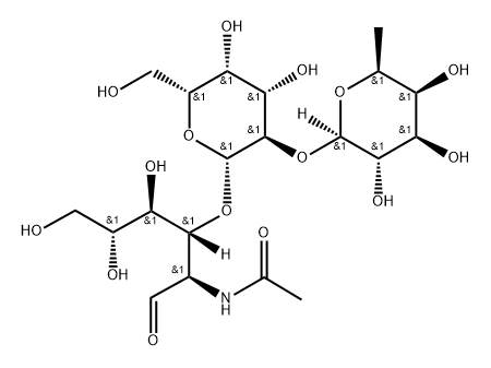 O-6-Deoxy-beta-L-galactopyranosyl-(1-2)-O-beta-D-galactopyranosyl-(1-3)-2-(acetylamino)-2-deoxy-D-glucose Structure