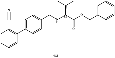 L-Valine, N-[(2'-cyano[1,1'-biphenyl]-4-yl)methyl]-, phenylmethyl ester, hydrochloride (1:1) Structure