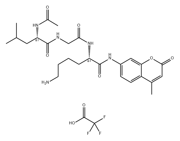 L-Lysinamide, N-acetyl-L-leucylglycyl-N-(4-methyl-2-oxo-2H-1-benzopyran-7-yl)-, 2,2,2-trifluoroacetate (1:1) Structure