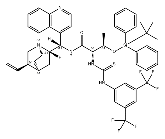 (2S,3R)-2-[[[[3,5-
bis(trifluoromethyl)phenyl]amino]thioxomethyl]a
mino]-N-(8a,9S)-cinchonan-9-yl-3-[[(1,1-
dimethylethyl)diphenylsilyl]oxy]-Butanamide Structure